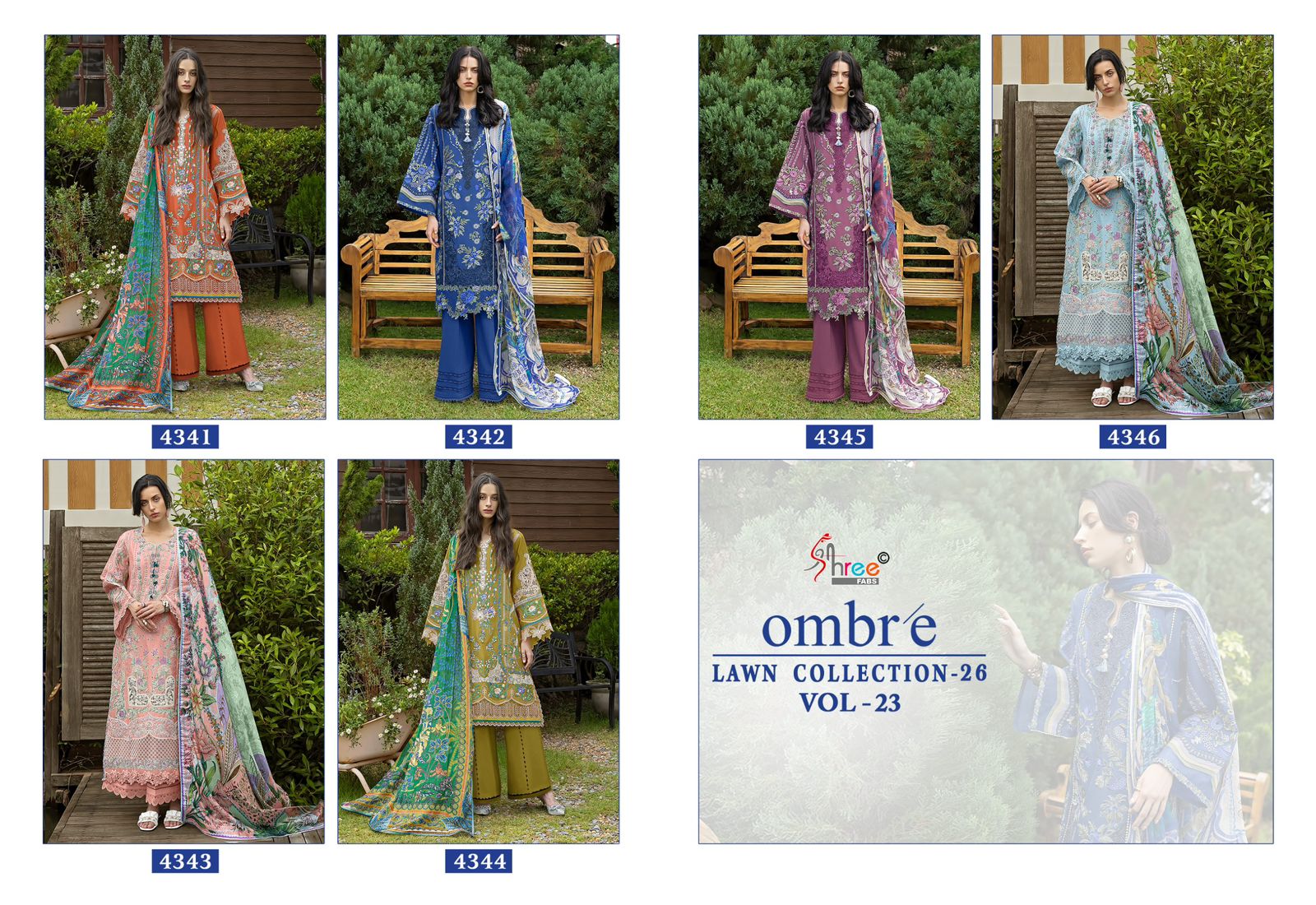 Shree Ombre Lawn Collection 26 Vol 23 Cotton Dupatta Cotton Salwar Kameez