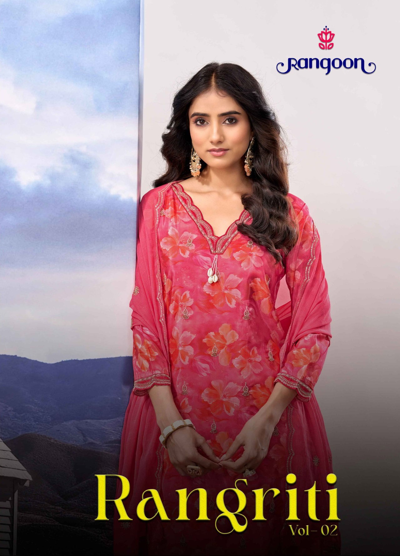 Rangoon Rangriti Vol 2 Pure HO Digital Printed Beads Work Kurti Bottom With Dupatta
