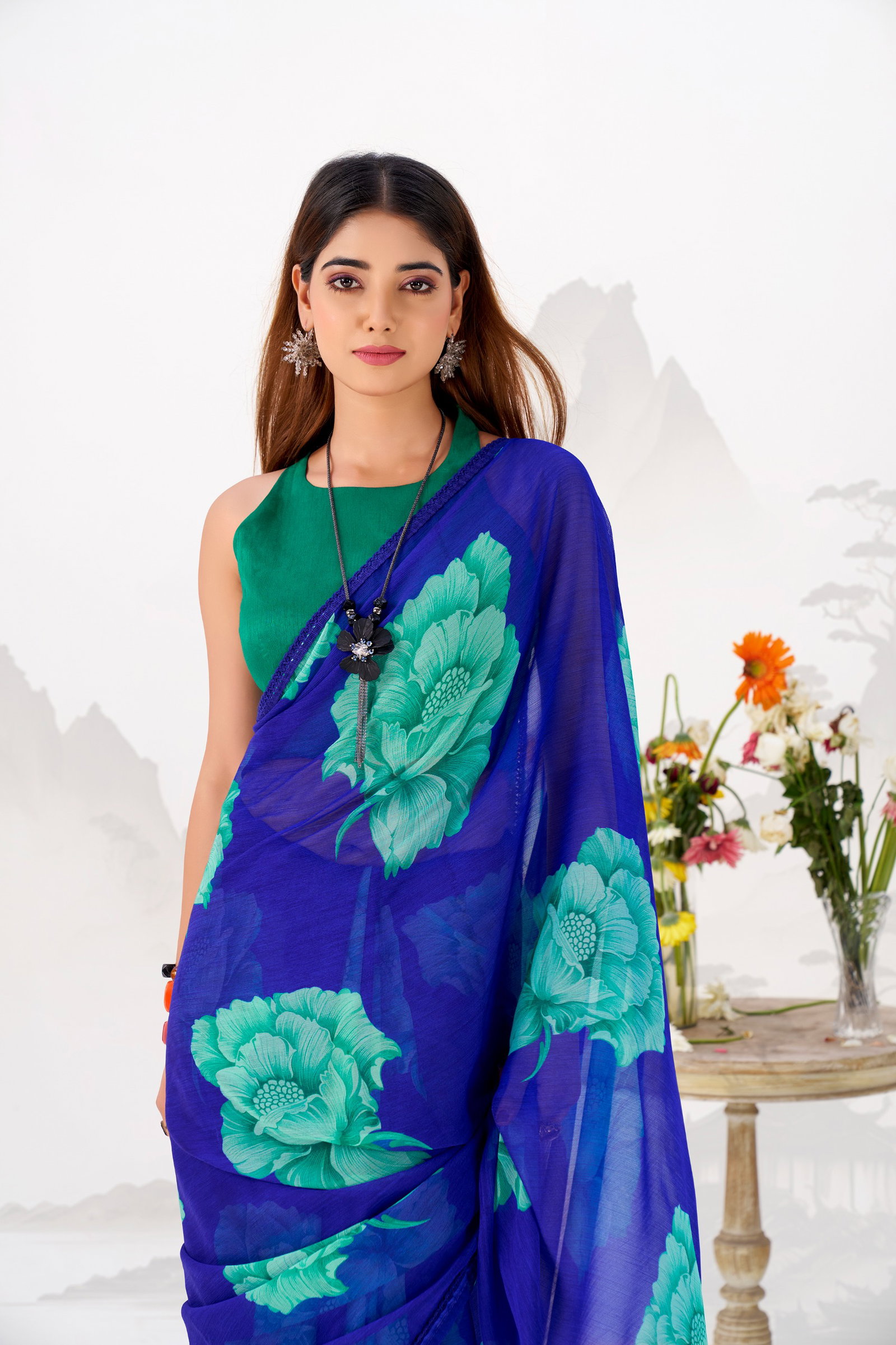 Taraa L 7033 Chiffon Floral Printed Saree Collection