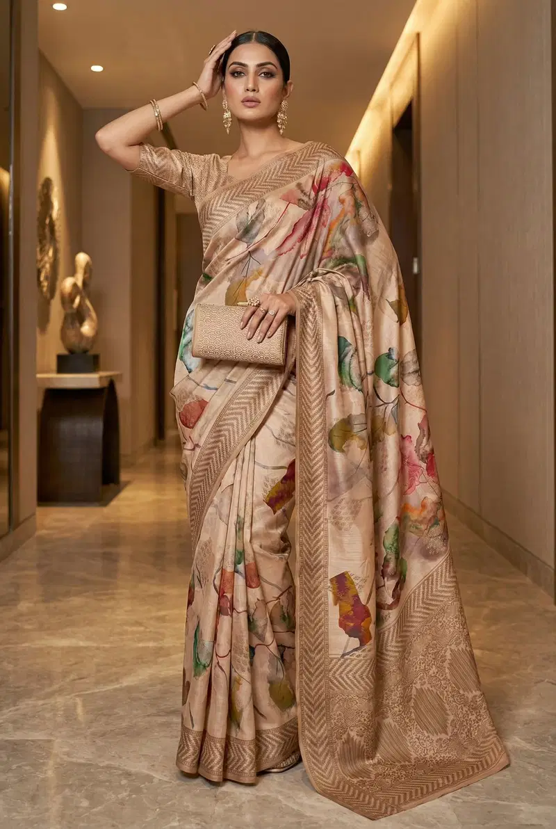 Mb Digital Vol 2 Dola Banarasi Floral Printed Saree Collection