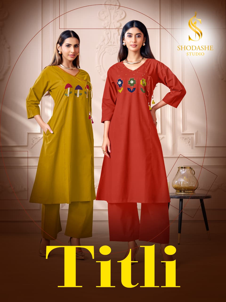 Shodashe Titli Ajrakh Cotton Handworked Kurti With Bottom Collection