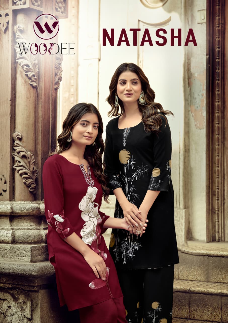 Woodee Natasha Rayon Discharge Printed Kurti With Bottom Collection