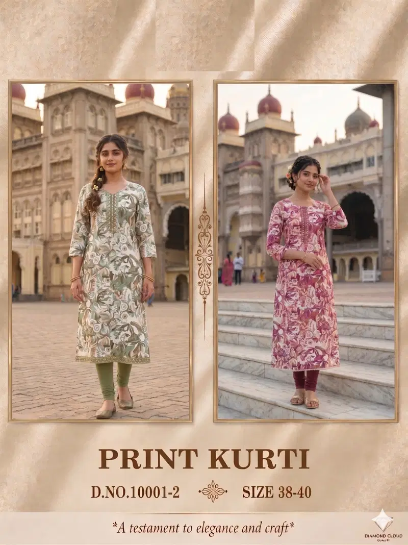 Print Kurti 10001 Vatican Printed Long Kurti Collection