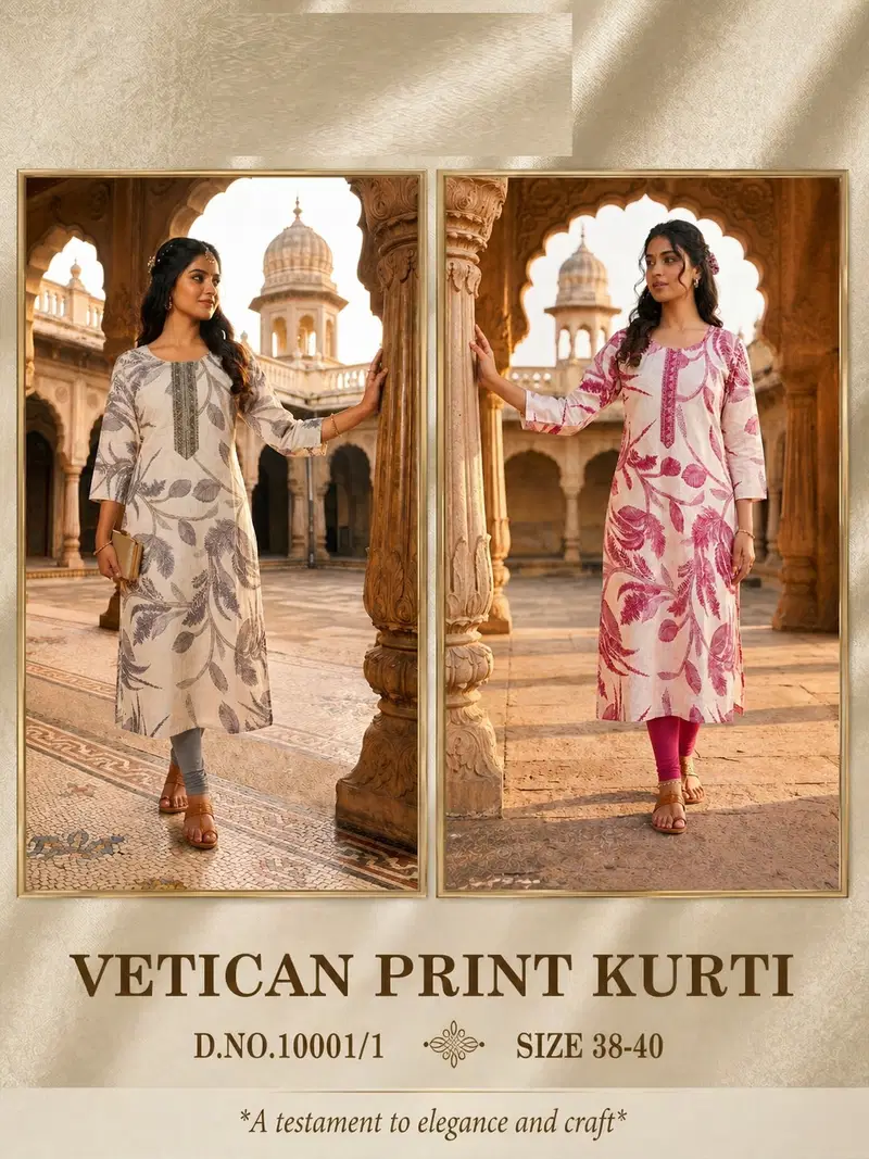 Print Kurti 10001 Vatican Printed Long Kurti Collection