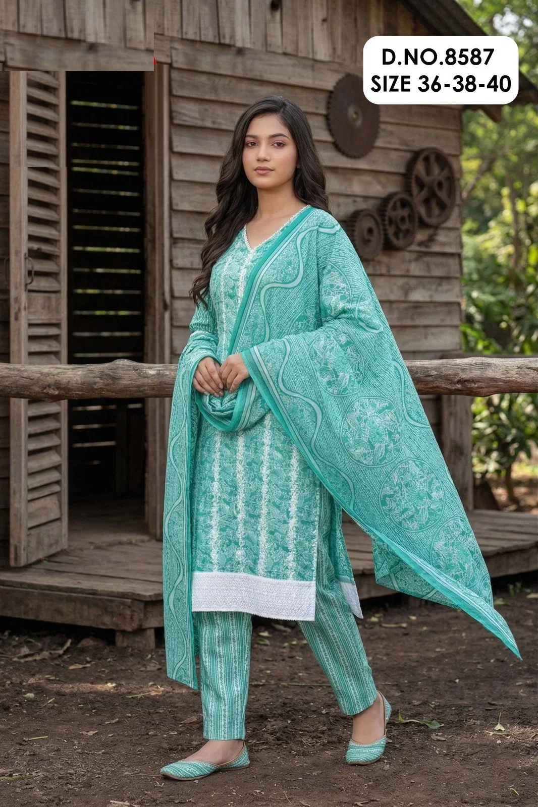 Grishma 8587 Cotton Printed Kurti And Bottom Dupatta Collection