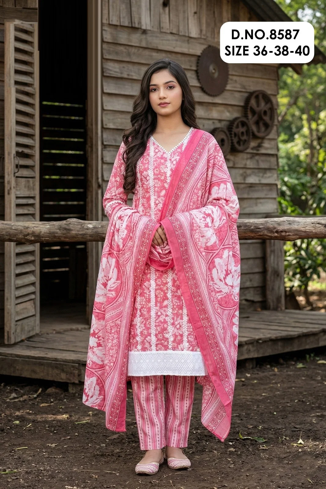 Grishma 8587 Cotton Printed Kurti And Bottom Dupatta Collection