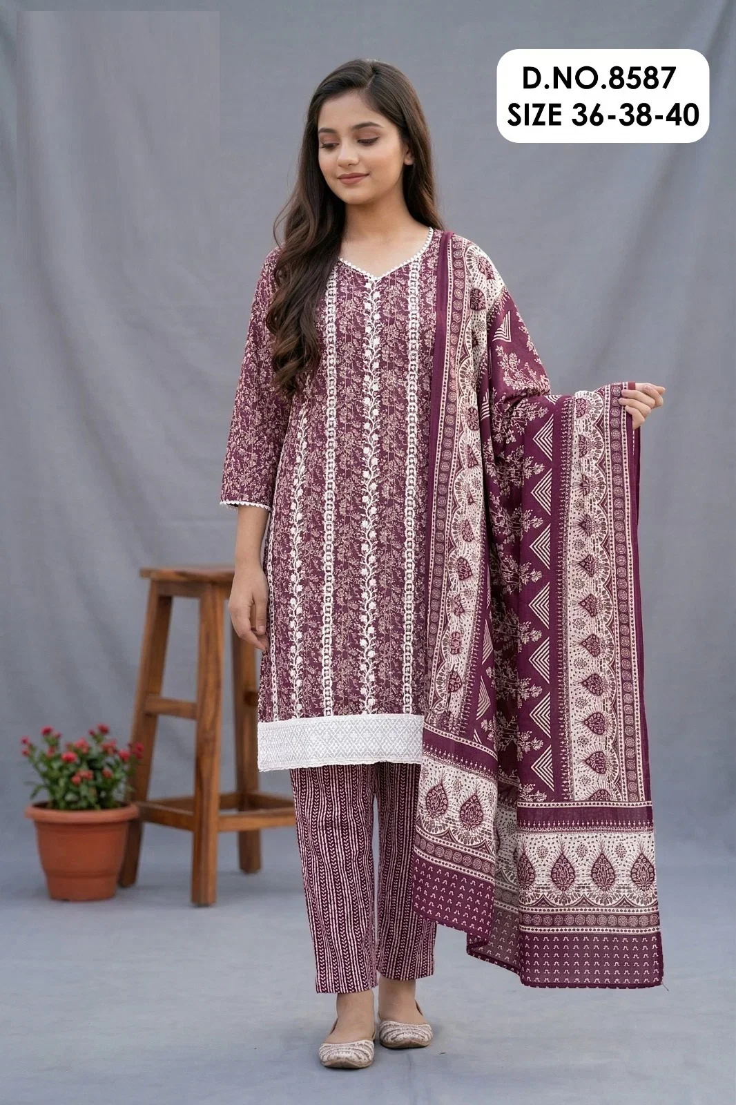 Grishma 8587 Cotton Printed Kurti And Bottom Dupatta Collection