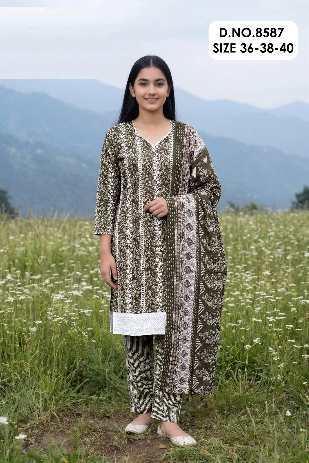 Grishma 8587 Cotton Printed Kurti And Bottom Dupatta Collection
