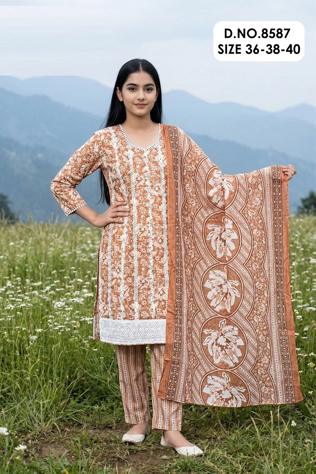 Grishma 8587 Cotton Printed Kurti And Bottom Dupatta Collection
