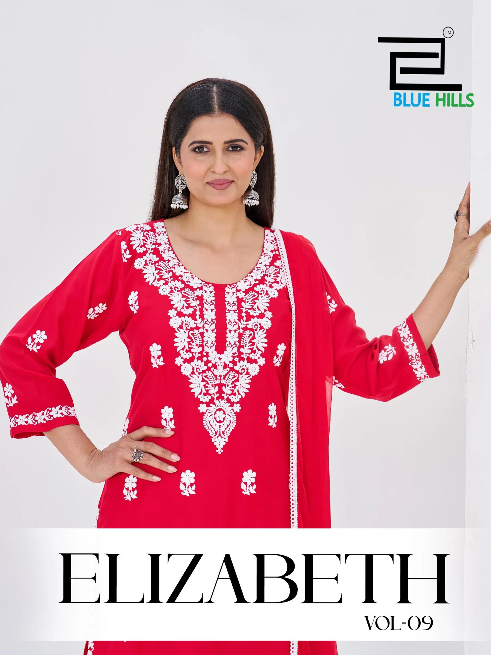 Blue Hills Elizabeth Vol 9 Rayon With Thread Worked Kurti With Bottom Dupatta Set