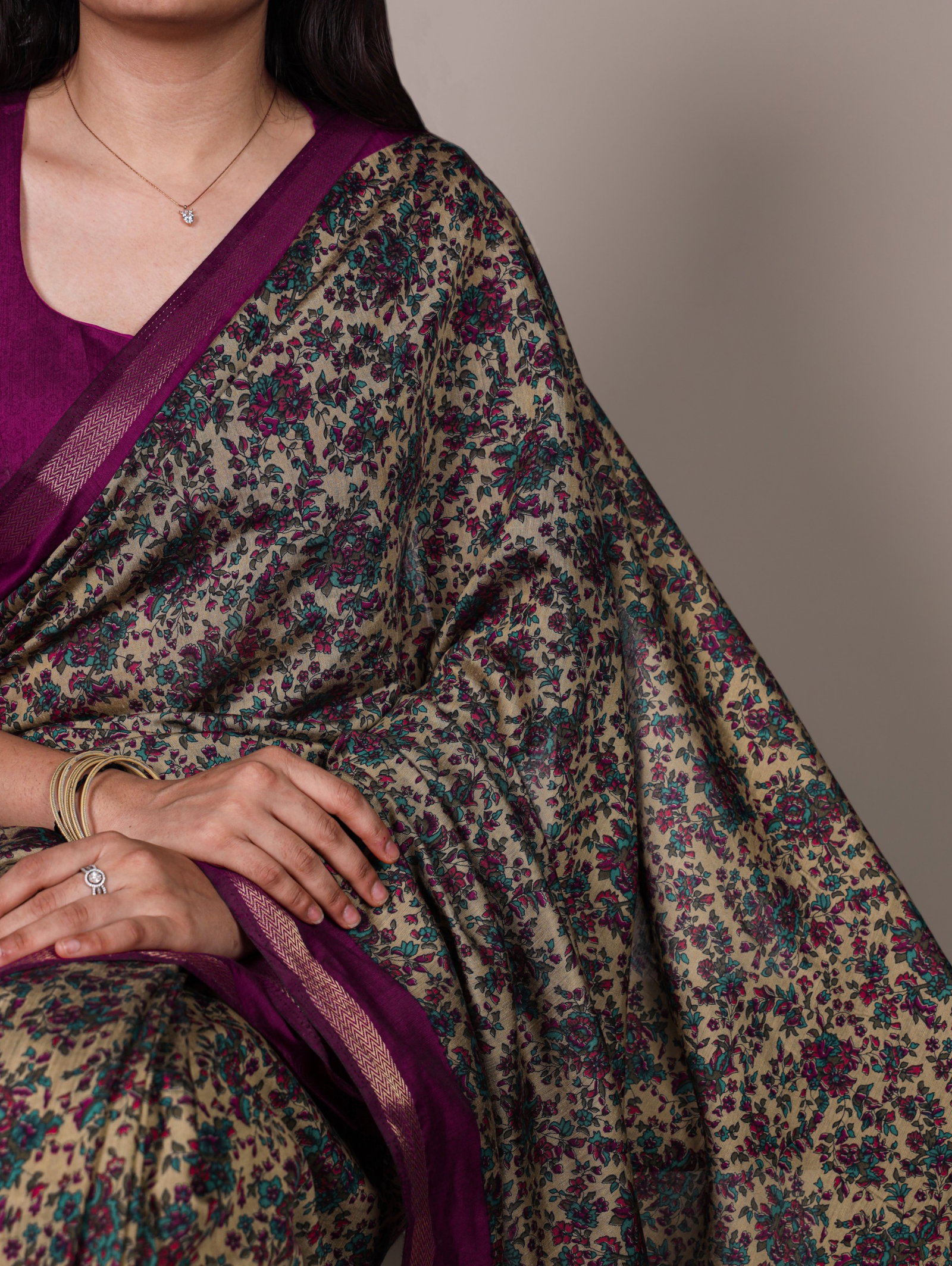 Taraa L 7200 Polyester Viscose Chanderi Printed Saree Collection