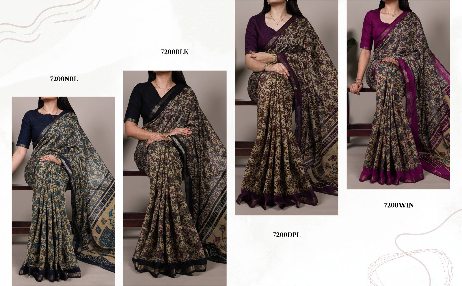 Taraa L 7200 Polyester Viscose Chanderi Printed Saree Collection