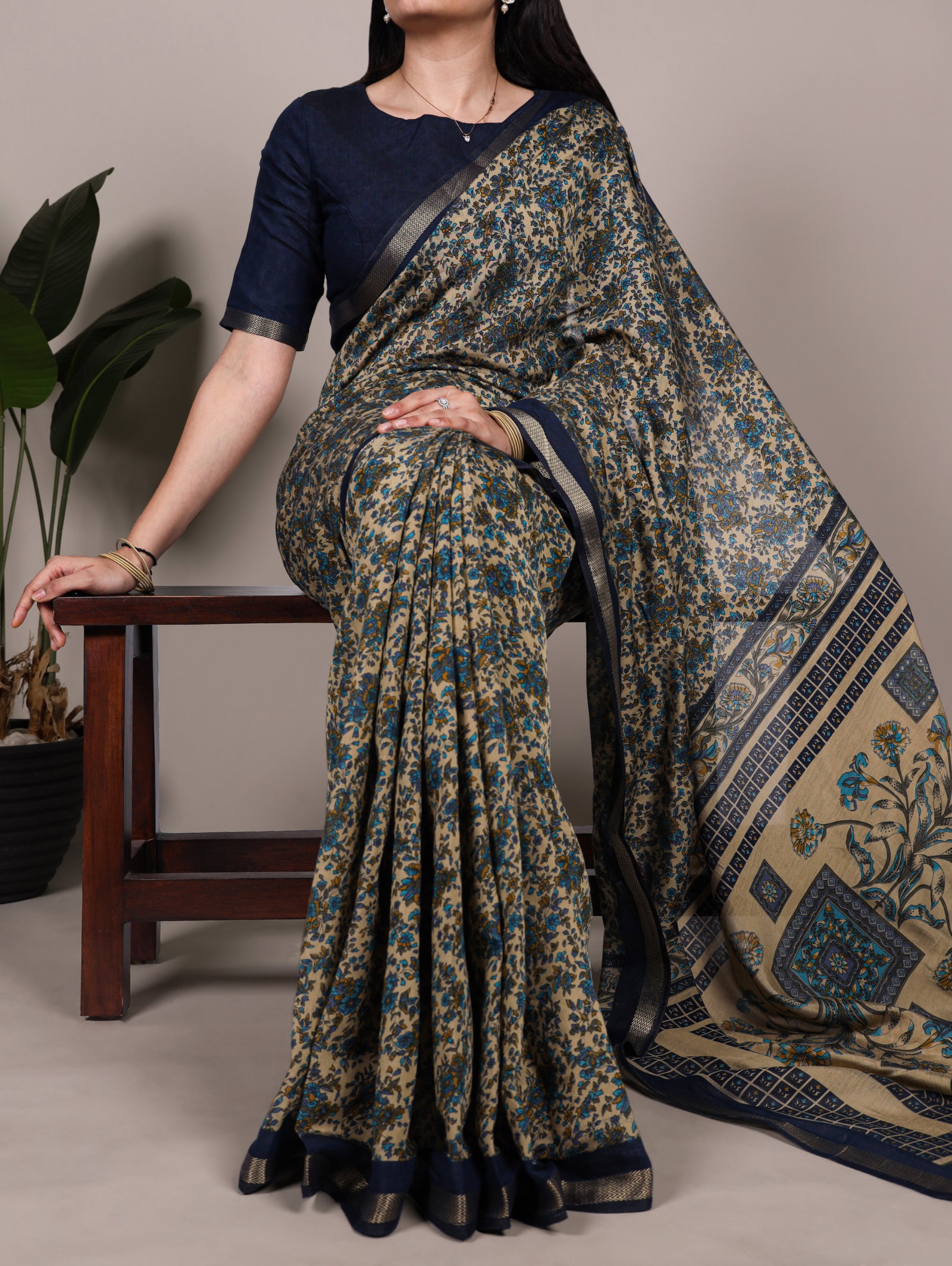 Taraa L 7200 Polyester Viscose Chanderi Printed Saree Collection
