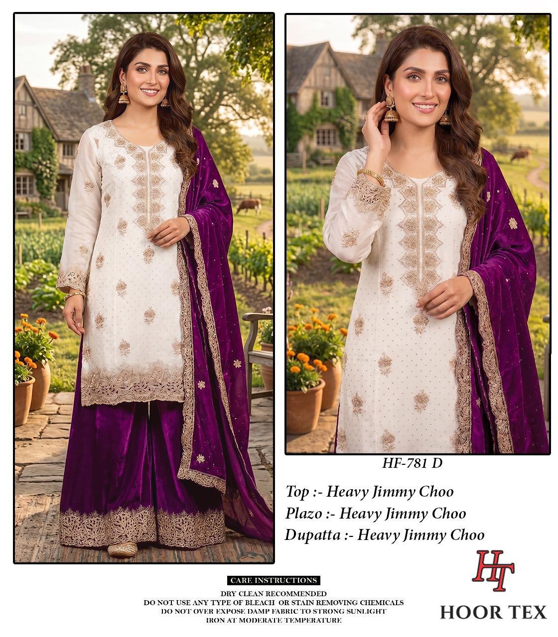 Hoor Tex 781 A To D Jimmy Choo Embroidered Salwar Kameez
