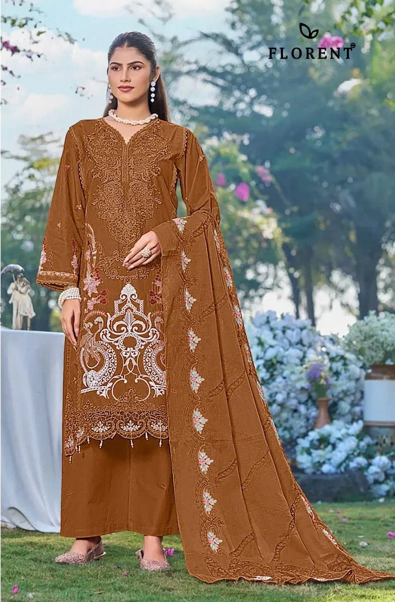 Florent 1076 A To D Cambric Cotton Embroidered Salwar Kameez