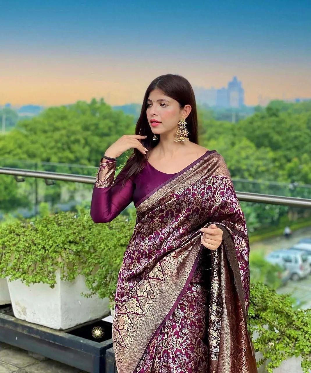Soft Silk 3062 Lichi Silk Jacquard Worked Saree Collection
