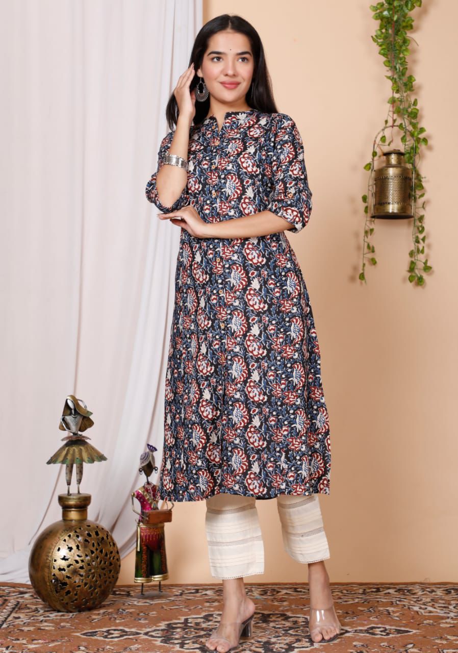 Naisha K 909 Rayon Aline Printed Kurti Collection