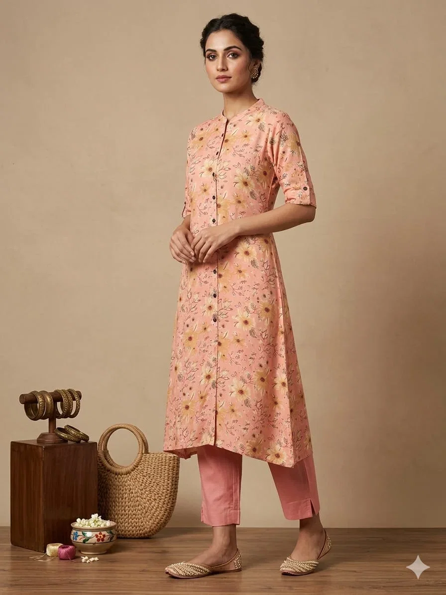Naisha K 909 Rayon Aline Printed Kurti Collection