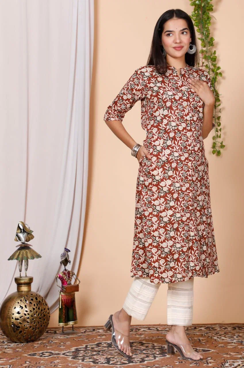 Naisha K 909 Rayon Aline Printed Kurti Collection