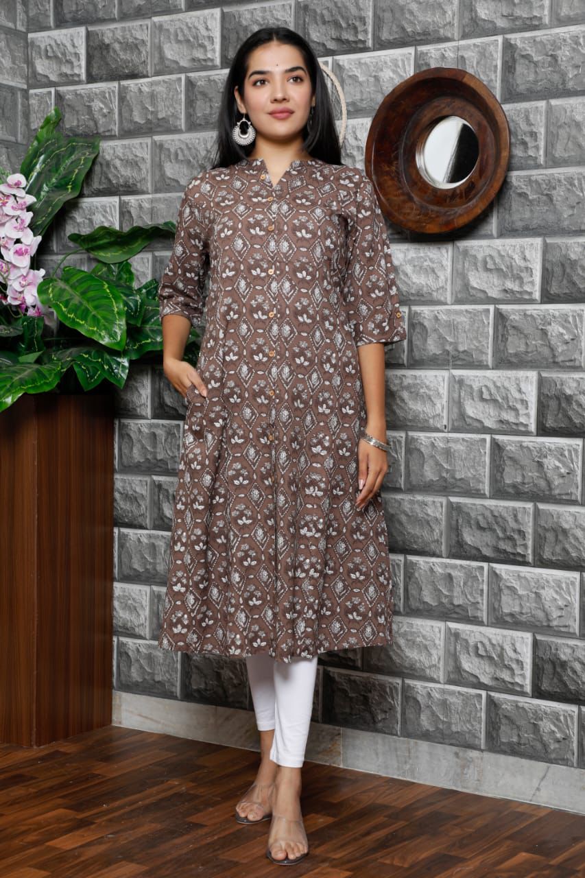 Naisha K 909 Rayon Aline Printed Kurti Collection