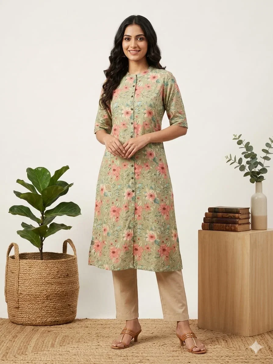 Naisha K 909 Rayon Aline Printed Kurti Collection