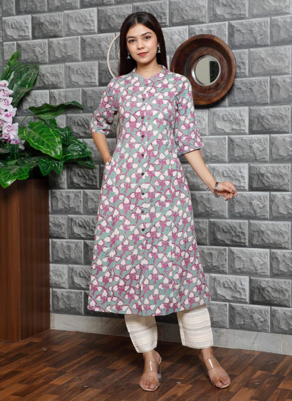 Naisha K 909 Rayon Aline Printed Kurti Collection