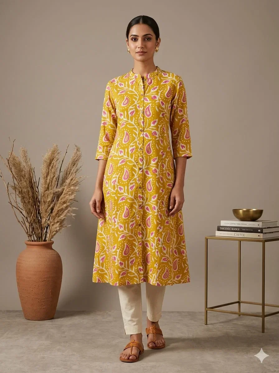 Naisha K 909 Rayon Aline Printed Kurti Collection