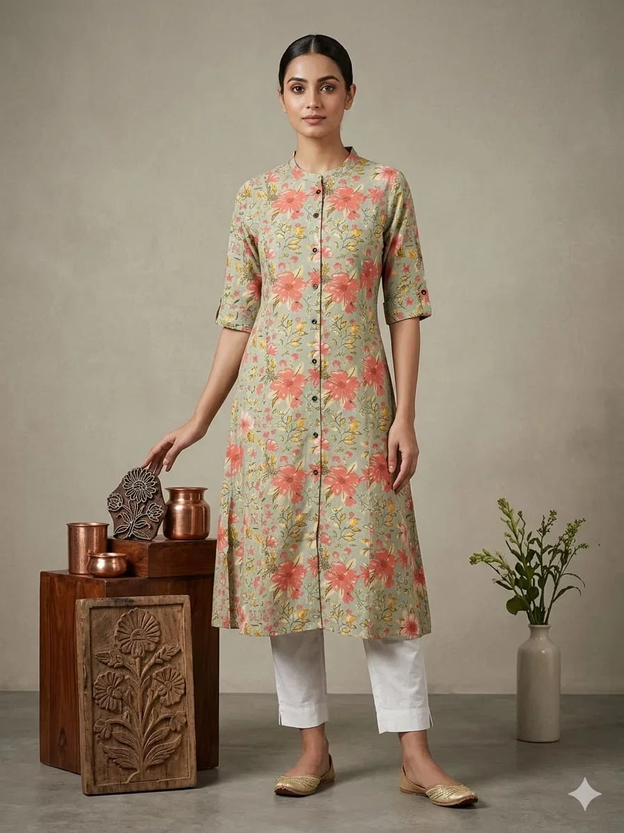 Naisha K 909 Rayon Aline Printed Kurti Collection