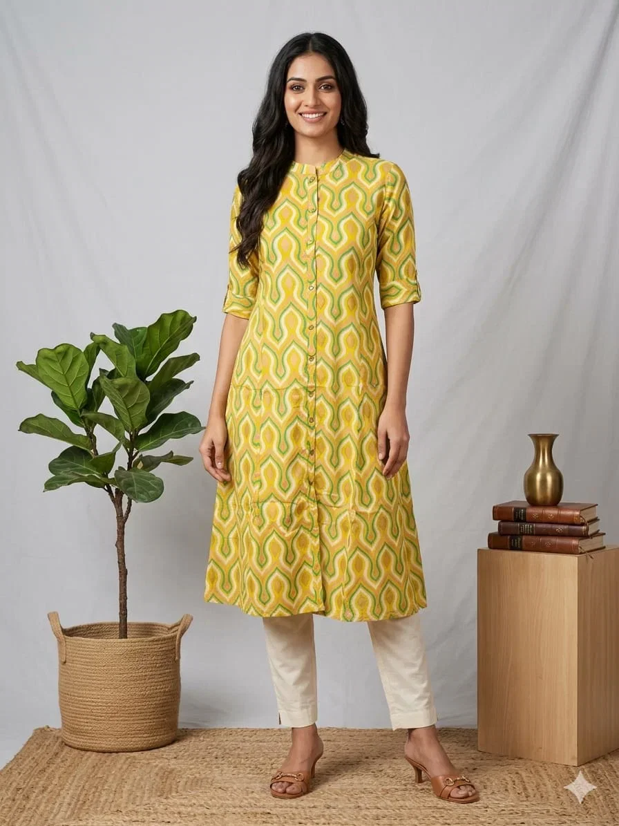 Naisha K 909 Rayon Aline Printed Kurti Collection