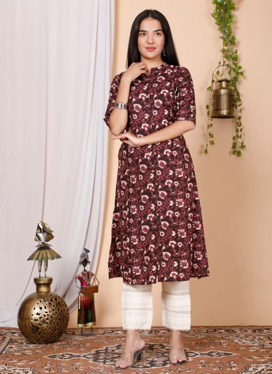 Naisha K 909 Rayon Aline Printed Kurti Collection