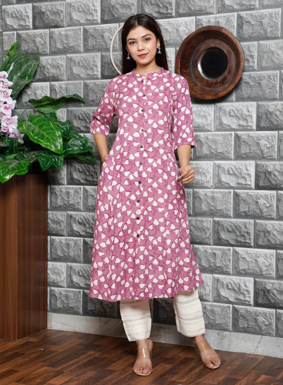 Naisha K 909 Rayon Aline Printed Kurti Collection