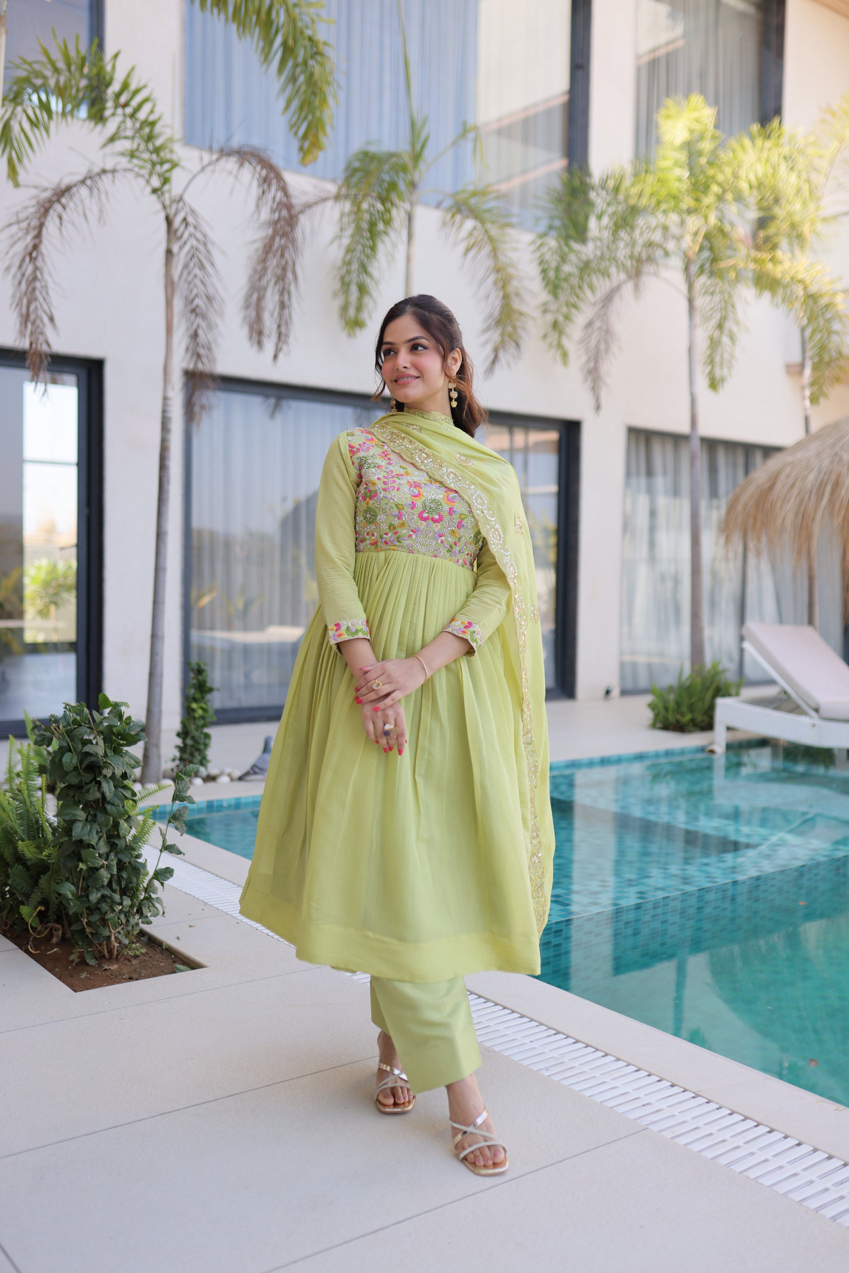Lekha KA 1239 Mal Chanderi Beads Embroidery Work Kurti Bottom With Dupatta
