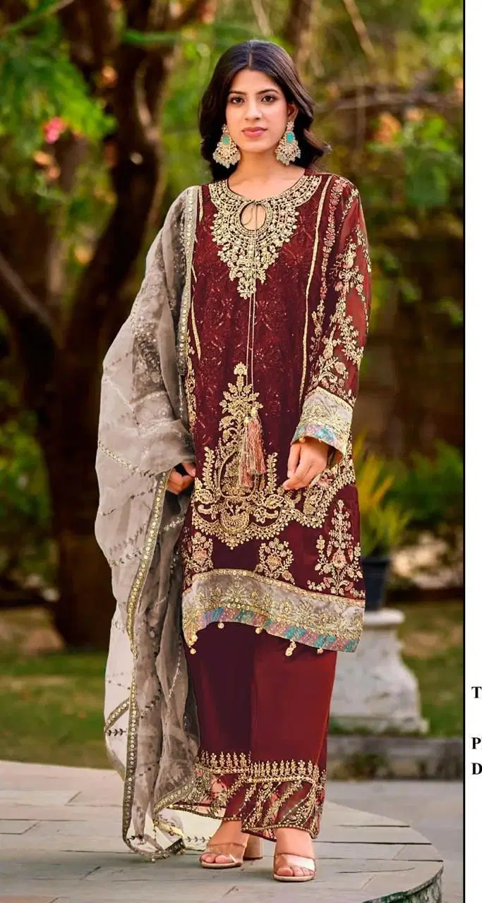 Bilqis B 142 E To H Readymade Jimmy Choo Embroidered With Peral Work