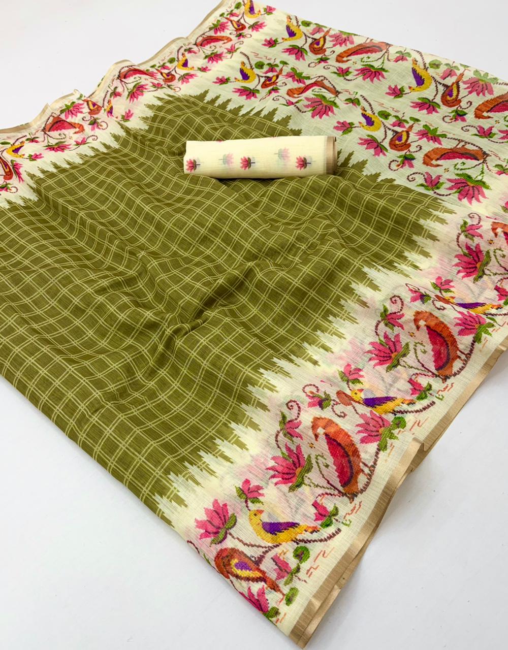 Rajyog Leena Soft Linen Zari Border Saree Collection
