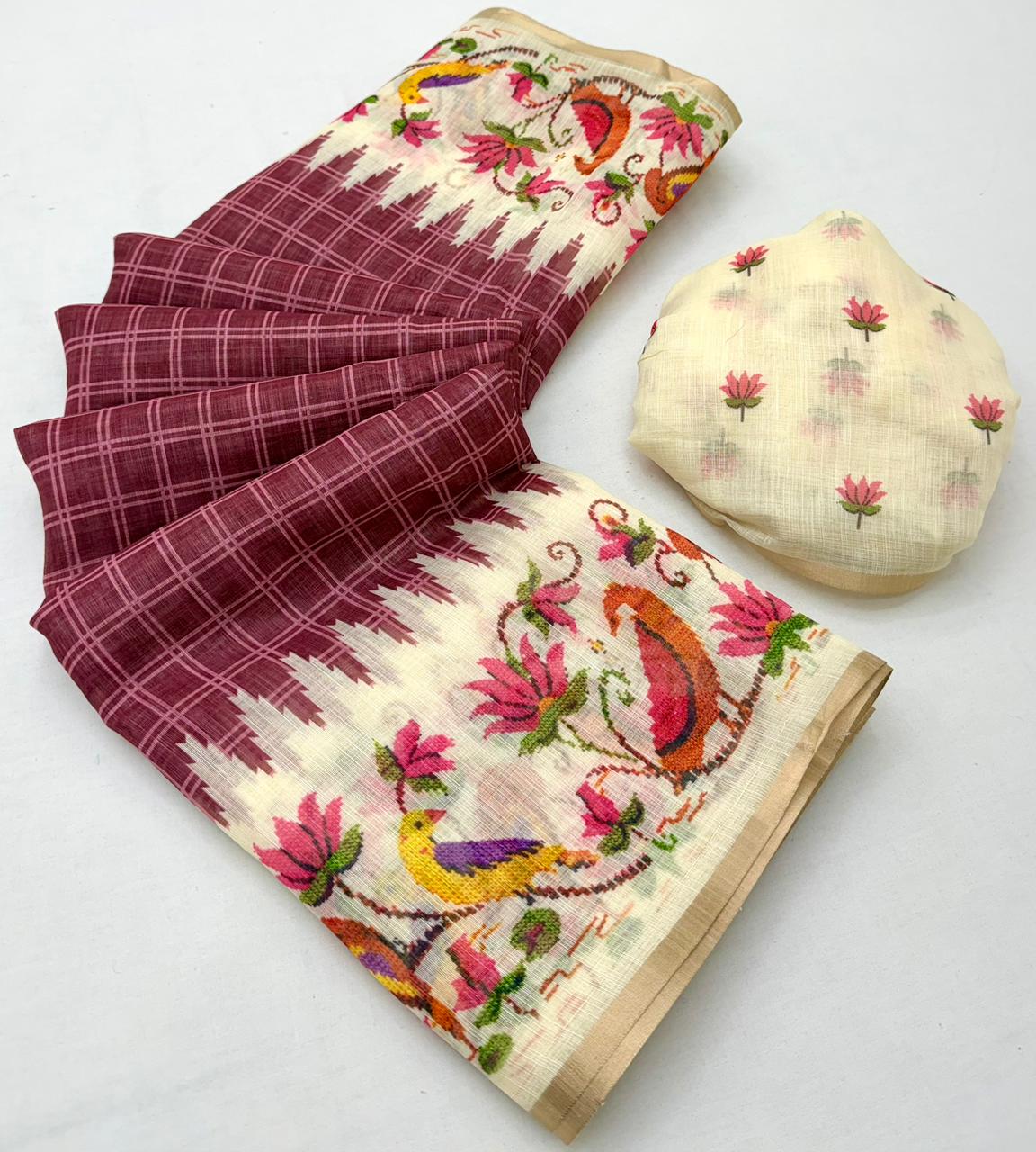 Rajyog Leena Soft Linen Zari Border Saree Collection