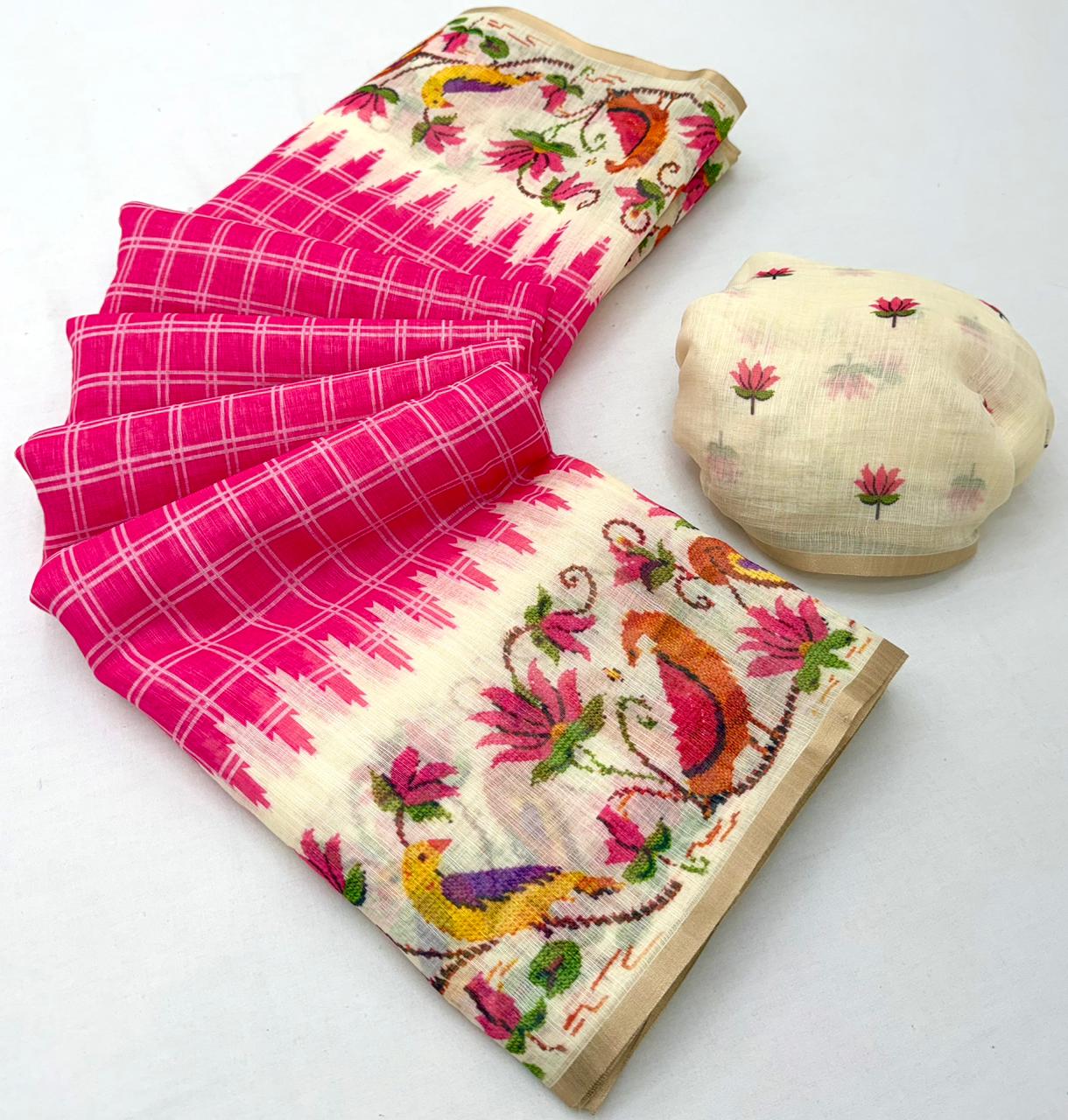 Rajyog Leena Soft Linen Zari Border Saree Collection