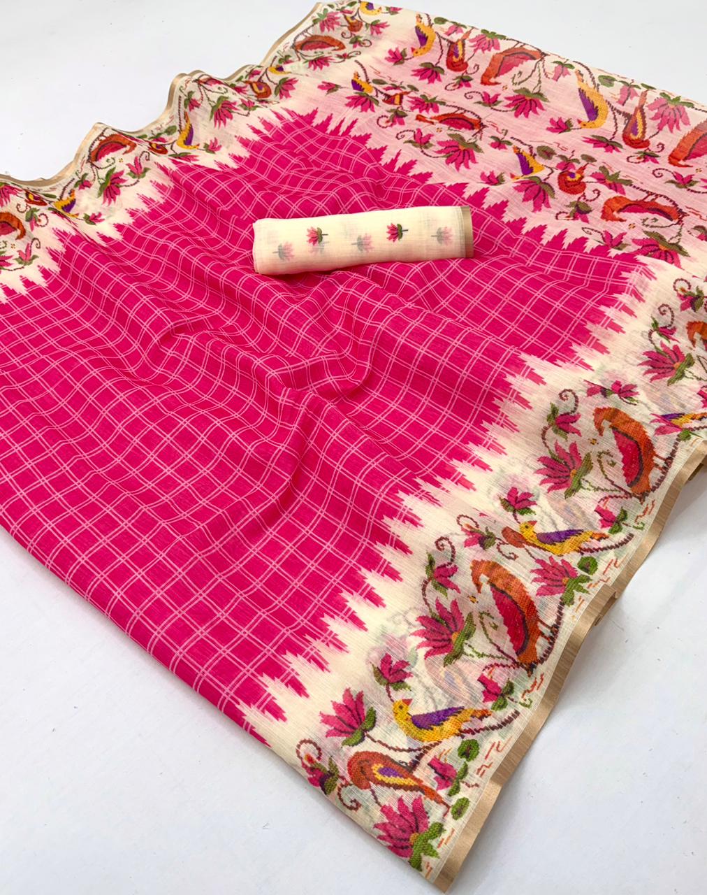 Rajyog Leena Soft Linen Zari Border Saree Collection