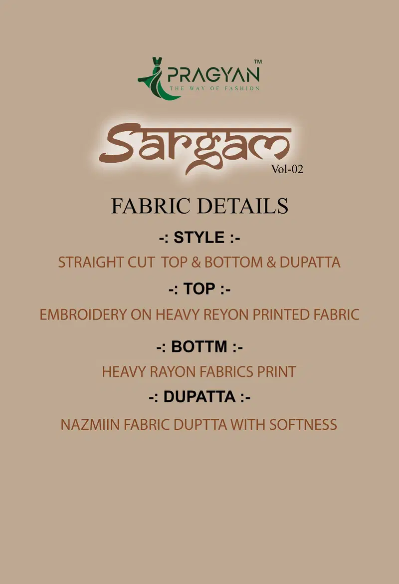 Pragyan Sargam Vol 2 Rayon Printed Embroidered Kurti Set Collection