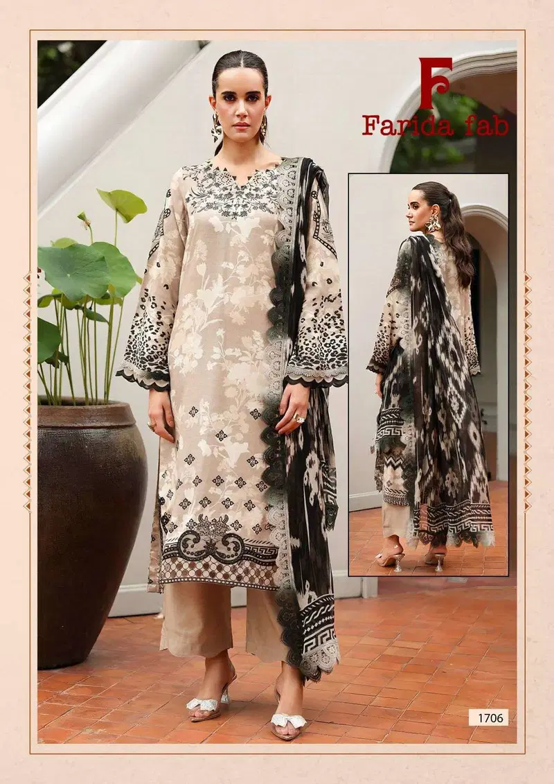 Farida Ellija B Vol 17 Readymade Cotton Karachi Kurti Pant With Dupatta