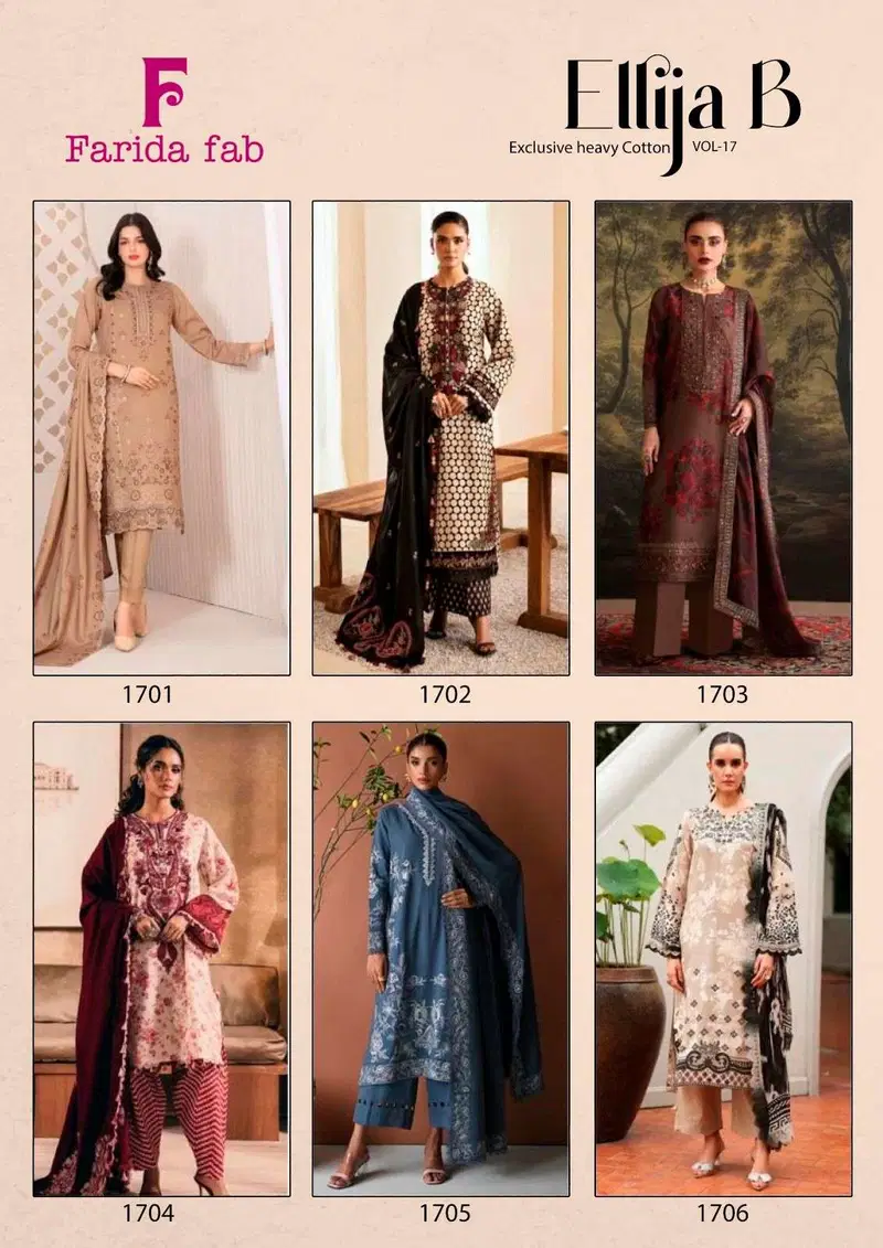 Farida Ellija B Vol 17 Readymade Cotton Karachi Kurti Pant With Dupatta