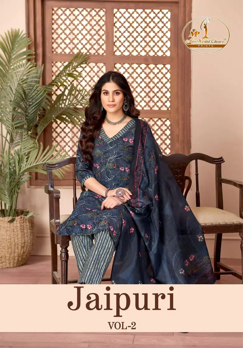 Miss World Jaipuri Vol 2 Readymade Cotton Printed Kurti Pant With Dupatta