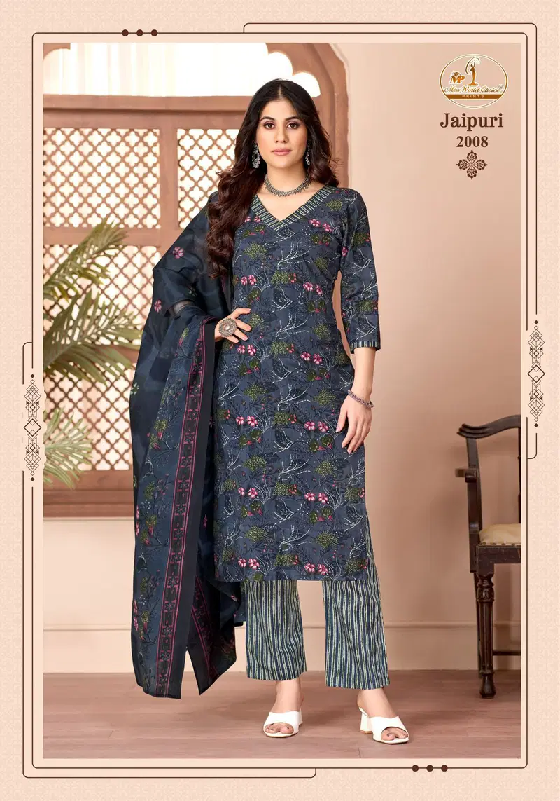 Miss World Jaipuri Vol 2 Readymade Cotton Printed Kurti Pant With Dupatta