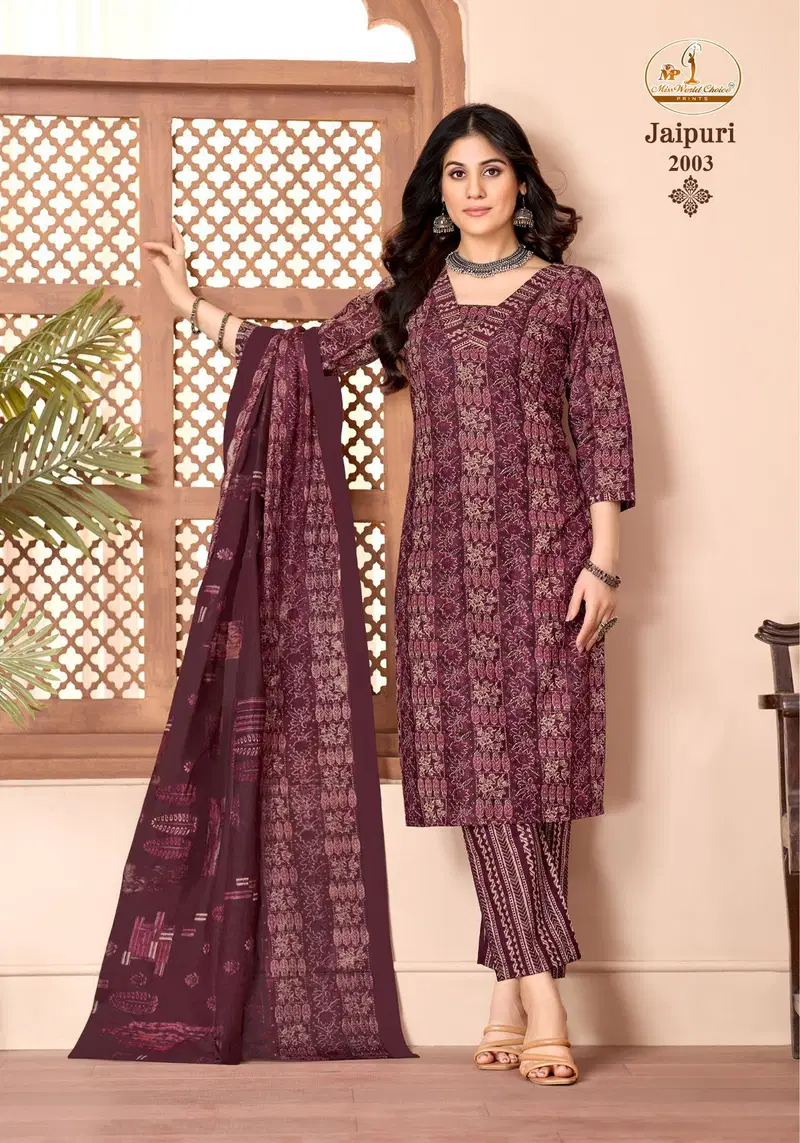 Miss World Jaipuri Vol 2 Readymade Cotton Printed Kurti Pant With Dupatta