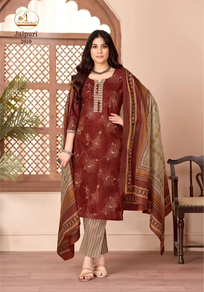 Miss World Jaipuri Vol 2 Readymade Cotton Printed Kurti Pant With Dupatta