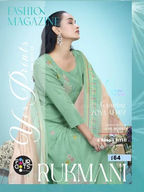 Four Dots Rukmini Muslin Heavy Worked Dress Material
