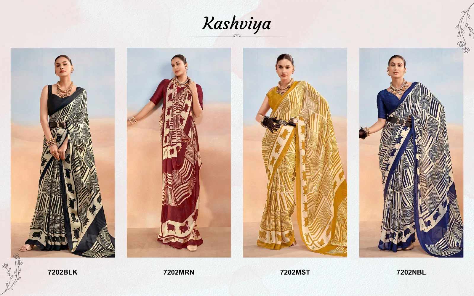Taraa L 7202 Satin Chiffon Printed Saree Collection