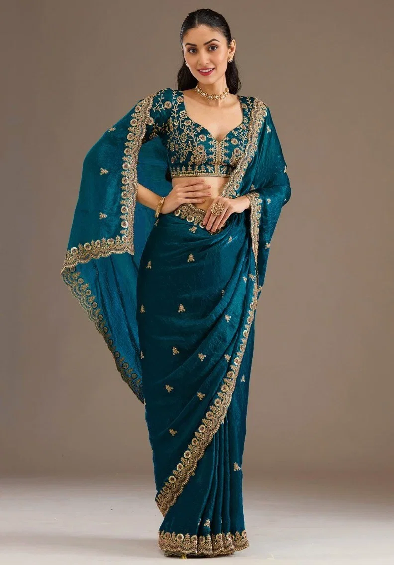 Zeel Shahi Rang Tissue With Sequecne Worked Saree Collection