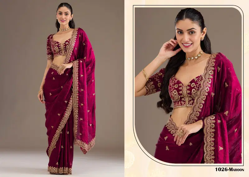 Zeel Shahi Rang Tissue With Sequecne Worked Saree Collection