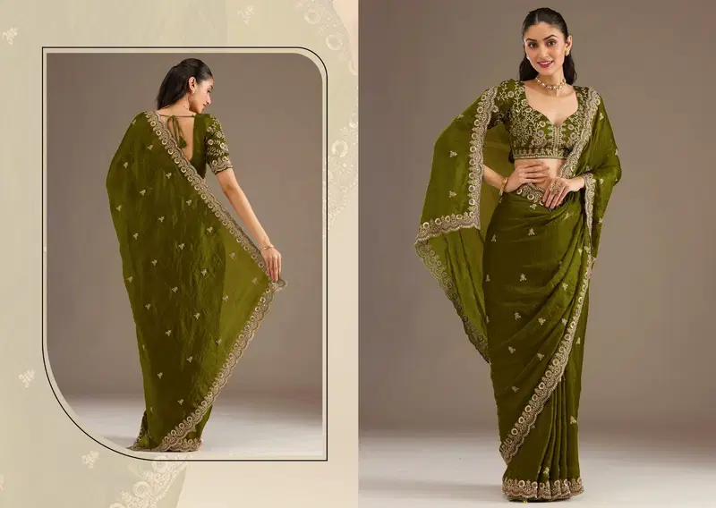 Zeel Shahi Rang Tissue With Sequecne Worked Saree Collection