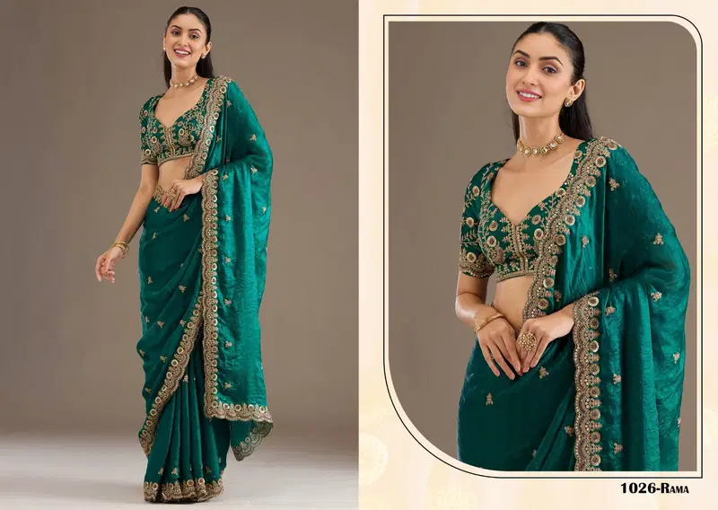 Zeel Shahi Rang Tissue With Sequecne Worked Saree Collection